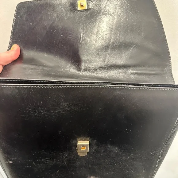 Fendi Black Leather Top-Handle Satchel with Embossed Medallion - Picture 11 of 15